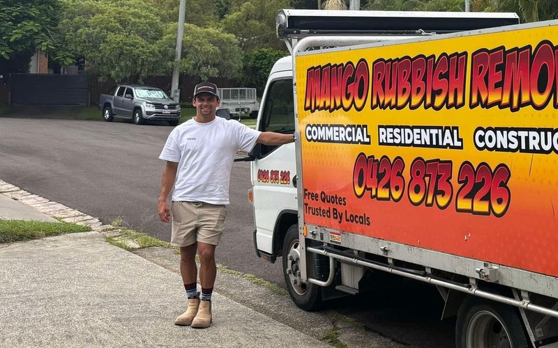 Natana Parata beside the Mango Rubbish Removal truck