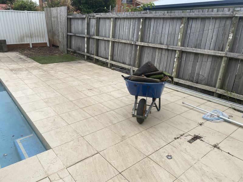 The same backyard cleared and swept after removal